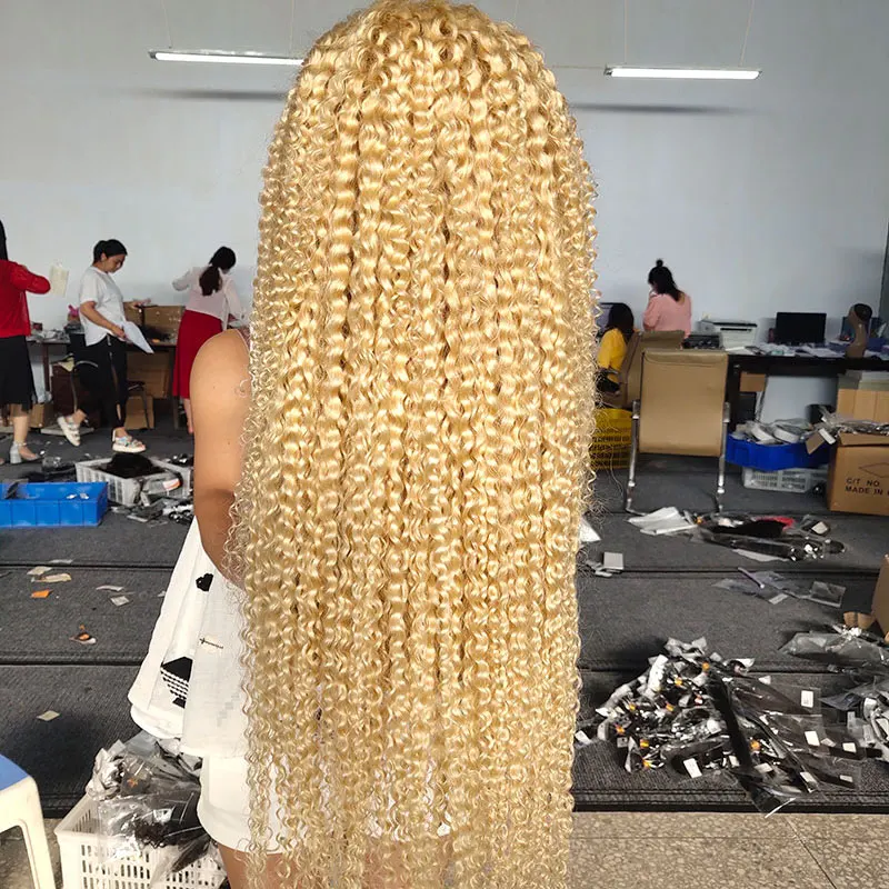 

180% Density 13X4 30 Inch 613 Curly Human Virgin Hair Lace Frontal Wig Deep Wave 613 Blonde Lace Wig 613 Curly Lace Front Wig