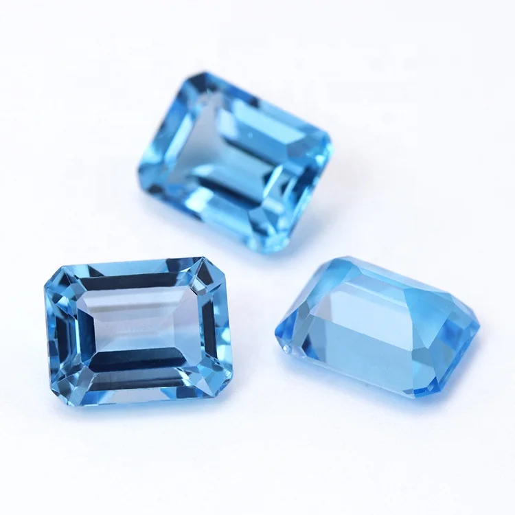 

5*7mm emerald cut topaz octangle shape loose natural gemstone swiss blue topaz