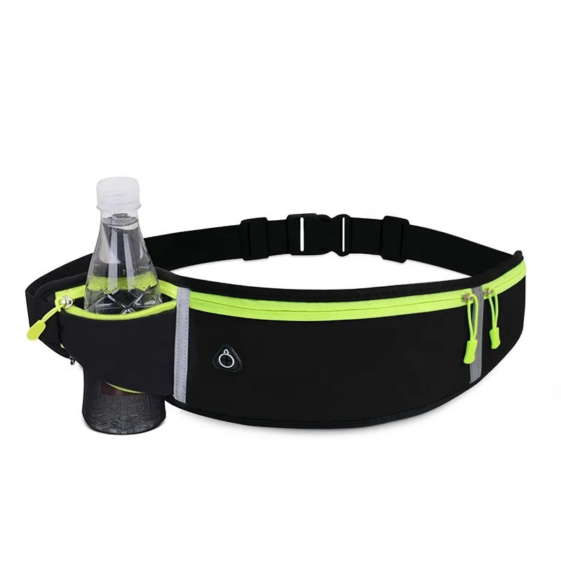 

2021Neoprene sports waterproof multi-functional custom fanny pack gym running waist belt bag with invisible kettle holder, Black,orange,,green,blue,rose red,purple