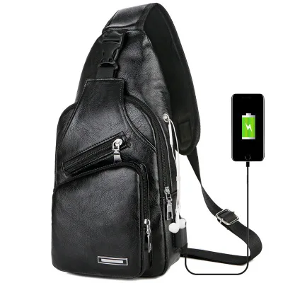 

Fashionable Anti Theft Shoulder Chest Sling Bag PU Leather Crossbody Bag for Men, As pictures or customized