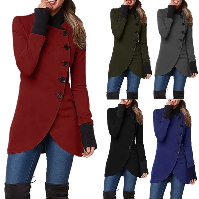 

Free Shipping O265 Women Trench Coat Casual Long Sleeve Long Coat Windbreaker Coat Long Loose Windbreaker Long Trench Coat