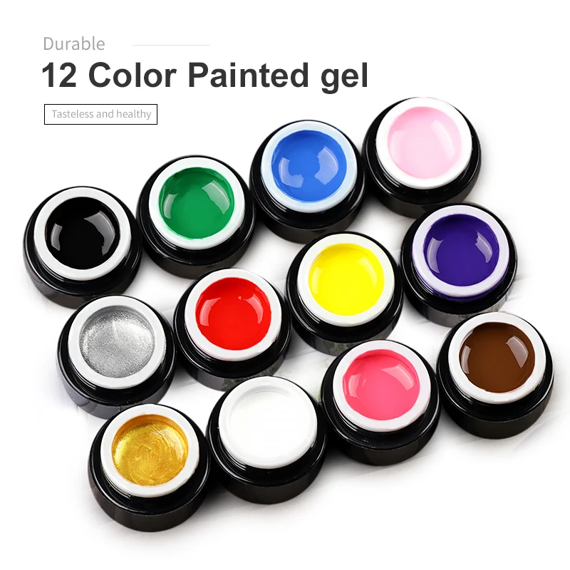 

Professional custom CHJ-12 smooth and shiny surface uv gel Nail paint polish 12 color, 12 colors