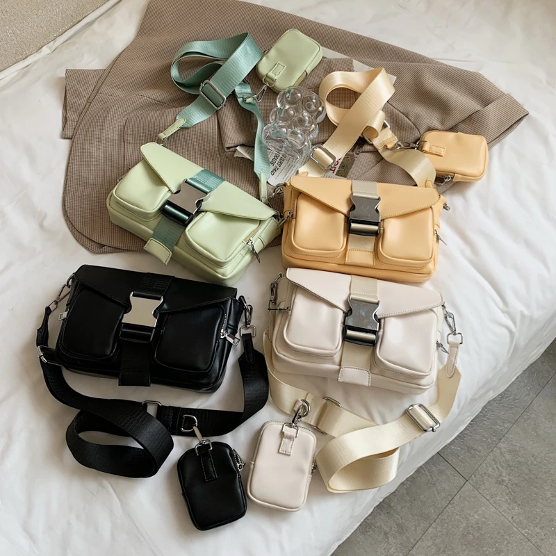 

New 2021 Fashion Girls Crossbody Bag PU Leather Ladies Shoulder Bags Solid Color Purses and Handbags for Women