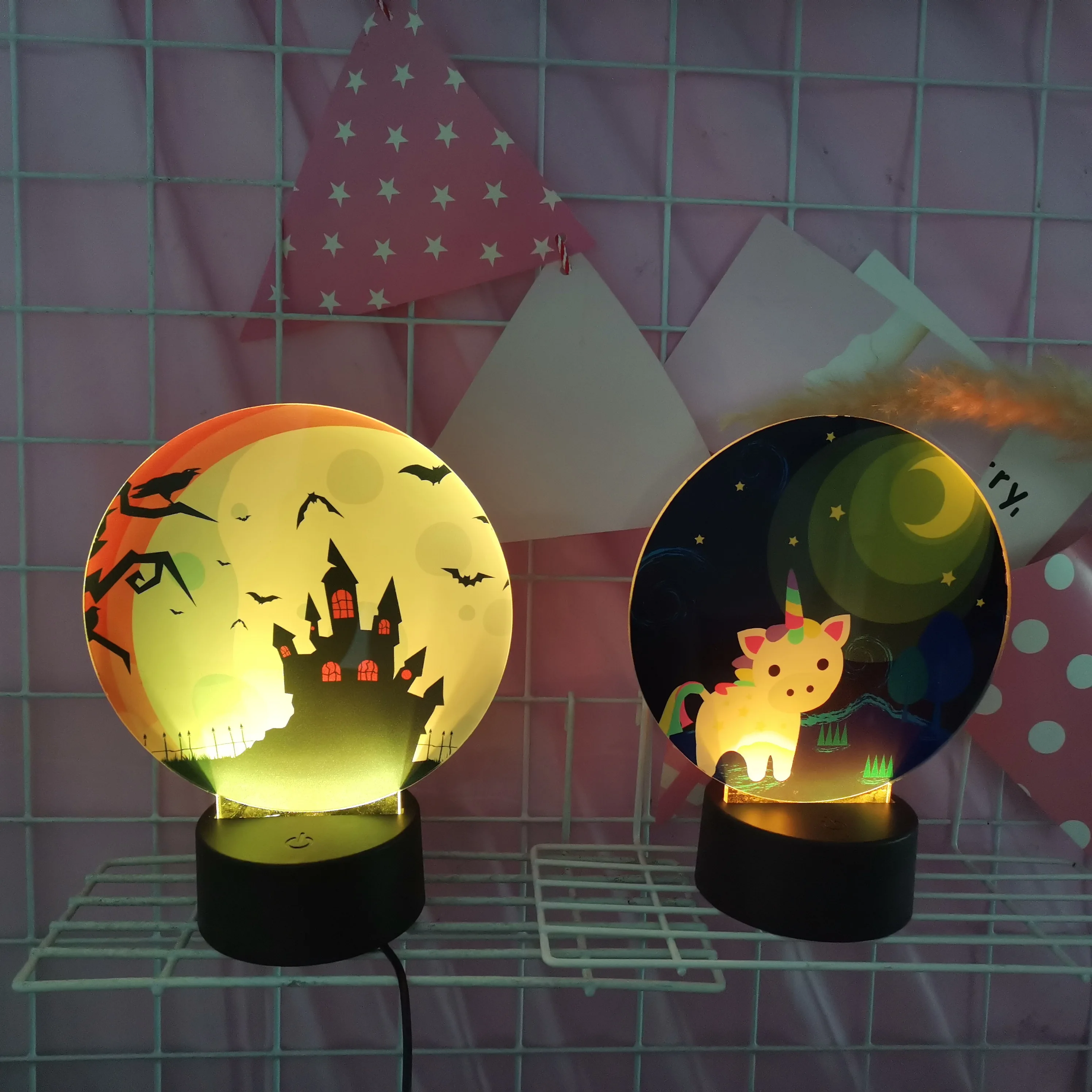 
Wholesale switch 7colors custom 3d night lamp base battery operated USB rechargeable display acrylic led light base 