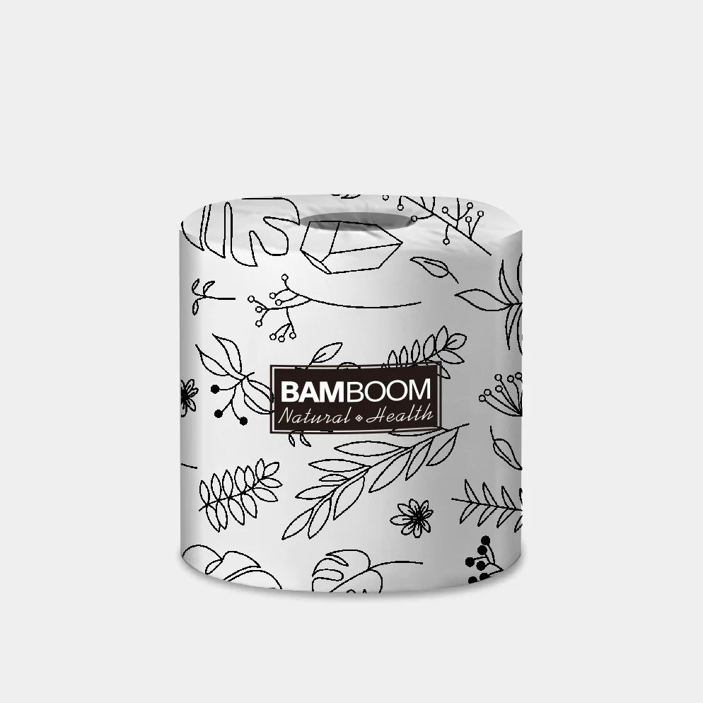 

BAMBOOM Toilet Tissue Eco Friendly Paper Wraps Virgin Bamboo Pulp Toilet Toll Paper 24 Rolls Pack, Natural white