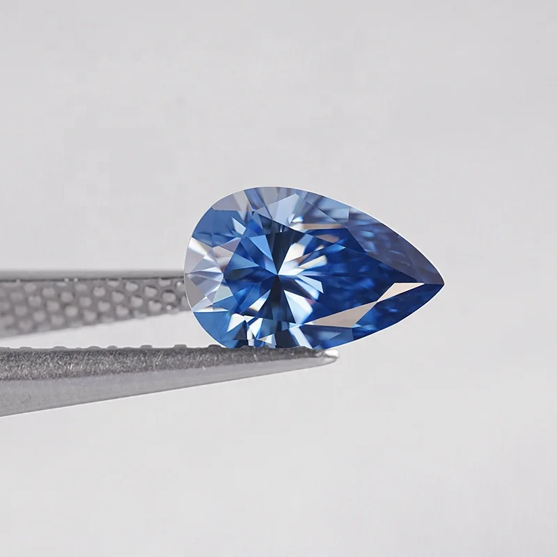 Sapphire Teardrop Moissanite Gemstone Loose Dark Blue Pear Cut with Fancy Teardrop Design