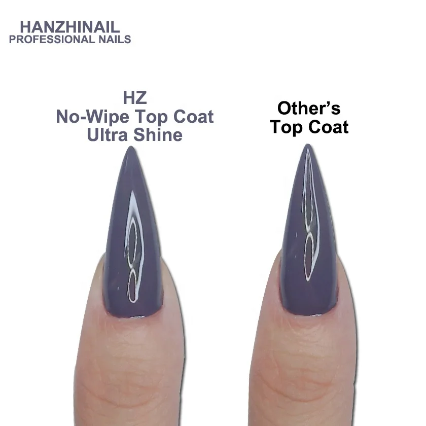 

HZ Gel Nail Manufacturer clear non-yellowing gel top coat long last shine soak off, Transparent