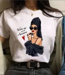 

Ladies short sleeve top loose short sleeve Letter pattern printed short sleeves