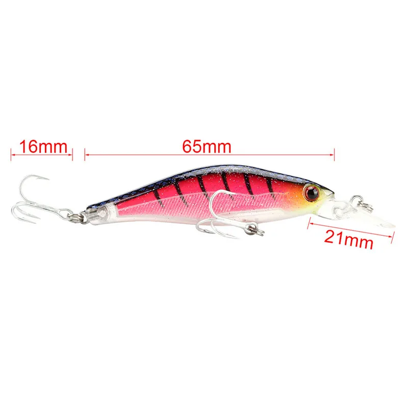 

6.5cm/6.5g Artificial Minnow Plastic Hard Bait Wobblers Shallow Water Hover Bionic Bait Depth Dive 0-1.2M 3D Eyes