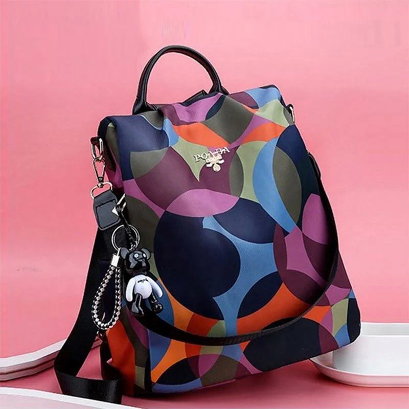 

New Women Colorful Oxford Backpack Casual Anti Theft Backpack For Teenage Girls Shoulder Bag Schoolbag Sac A Dos Mochila, Black,colocful