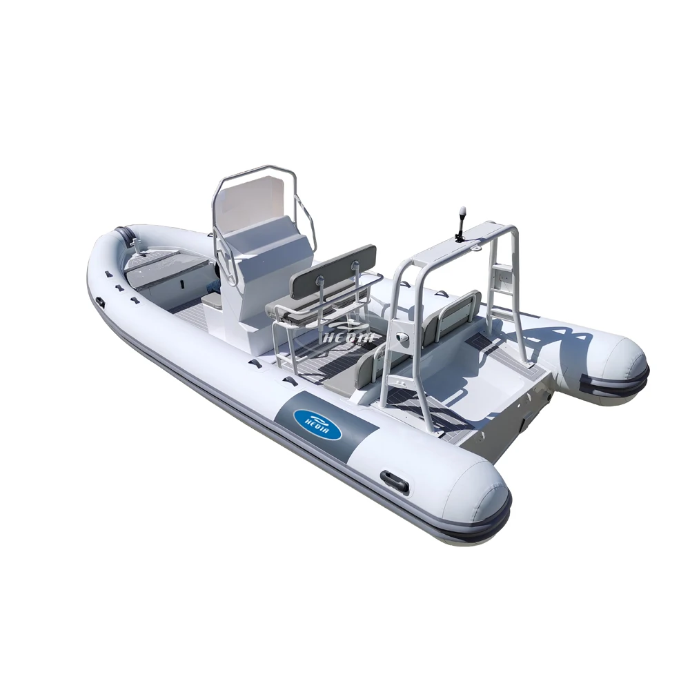 

RHIB 6.6m hypalon orca aluminum hull deep v inflatable bote de pesca inflable, White,blue,customed