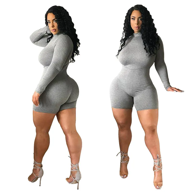 

Sexy nightclub wear zipper half high neck fashion sports fitness pants jumpsuit