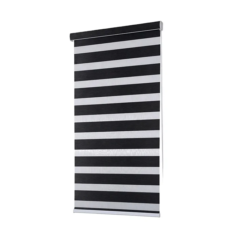 

100% polyester plain jalousie window design day night double roller zebra blinds blackout
