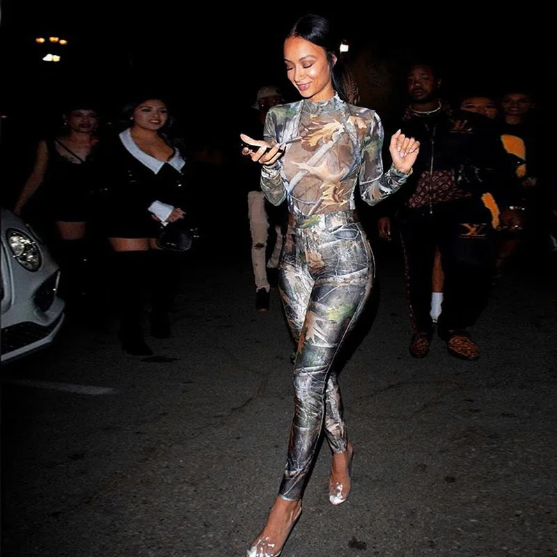 

Womens Fashion Trendy leaves print Rompers Long Sleeve Jumpsuit 2021 Bodycon Women One Piece Jumpsuits