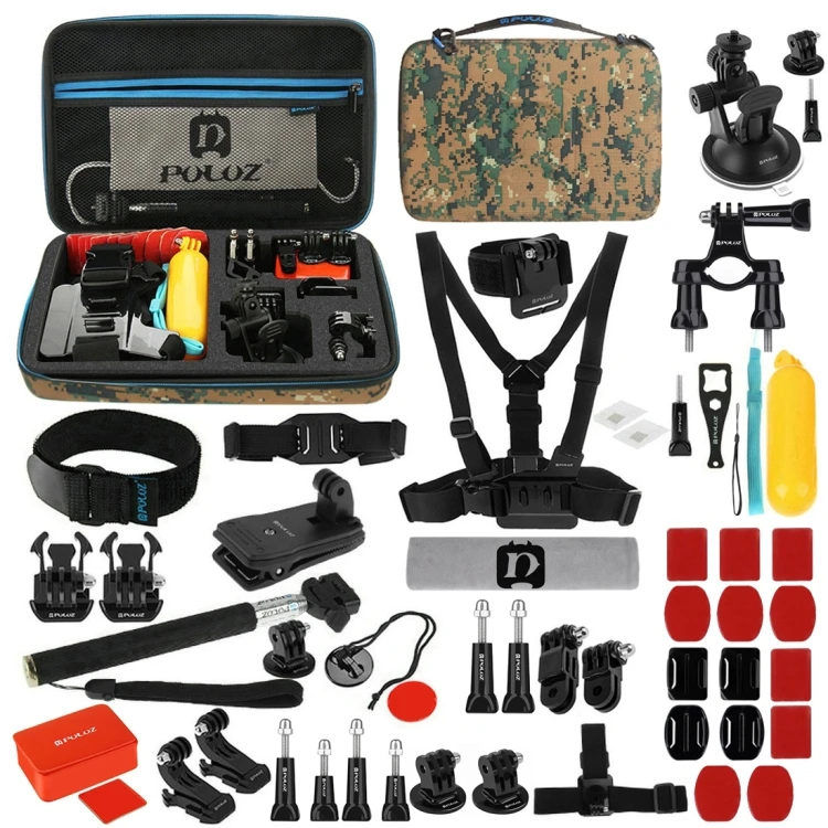 

Dropshipping PULUZ 53 in 1 Accessories Total Ultimate Combo Kits with Camouflage EVA Case camouflage EVA case