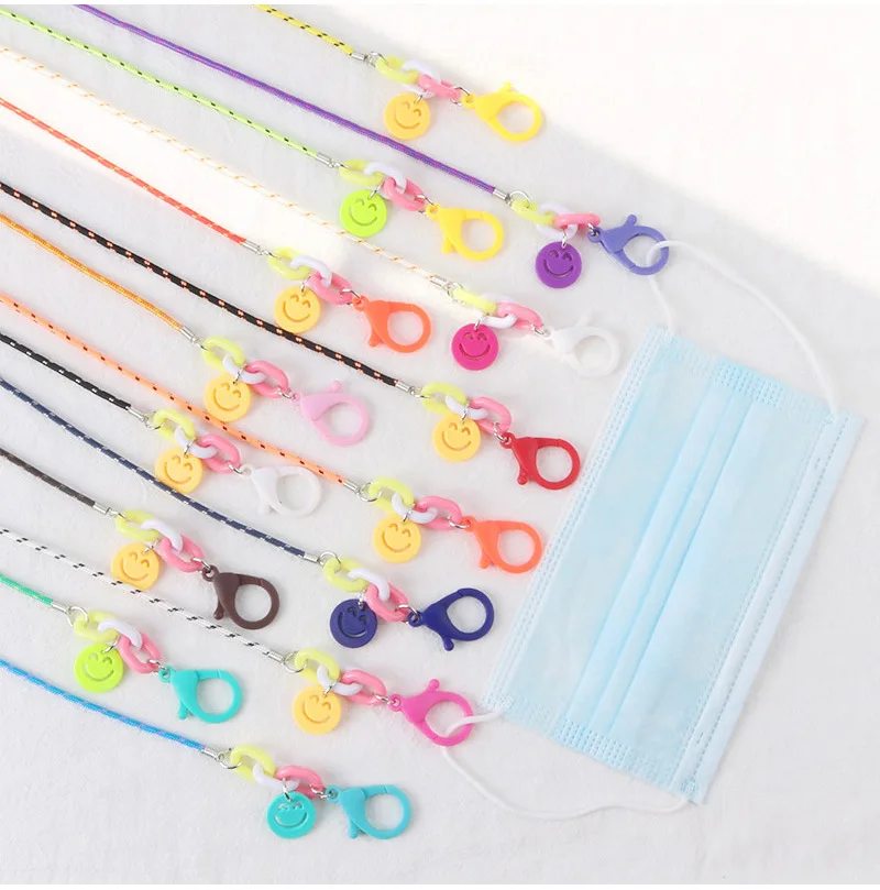 

New children acrylic rope glasses chain lanyard candy color skin-friendly hanging neck anti-lost facemask rope, Colorful