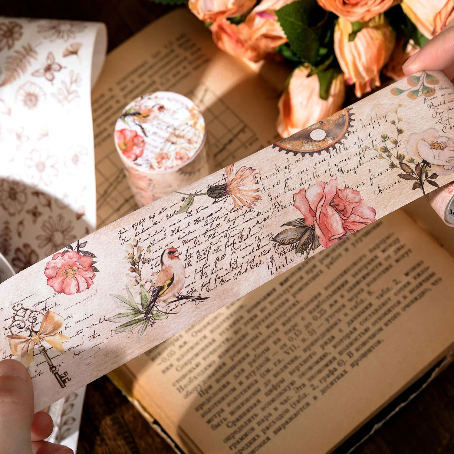 

2m/Roll Flowery Wonderland and Paper Adhesive Tape Vintage Watercolor Plant DIY Journal Diary Landscaping Collage Material