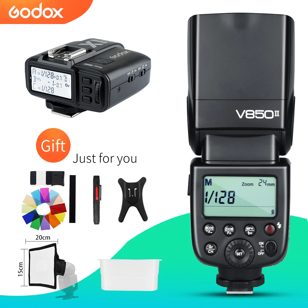 

Godox V850II 2.4G GN60 Wireless X System Li-ion Battery Speedlite with X1 Trigger Transmitter for Canon Nikon Sony Fuji Olympus, Black