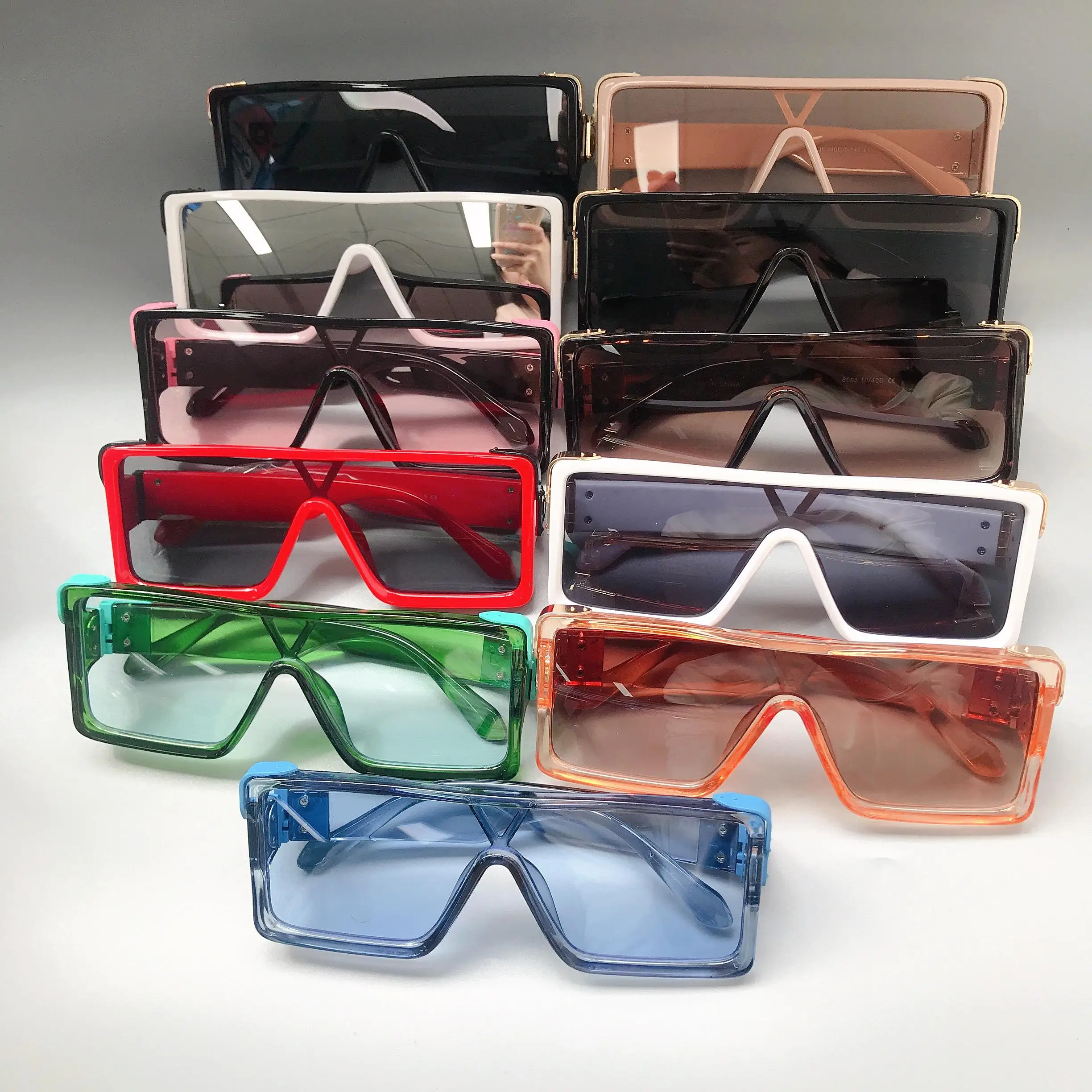 

S009 Oversized Square Women Men Retro Sunglasses Fashion Luxury Brand Custom Shades Glasses lentes de sol mujer UV400, Show on the photo
