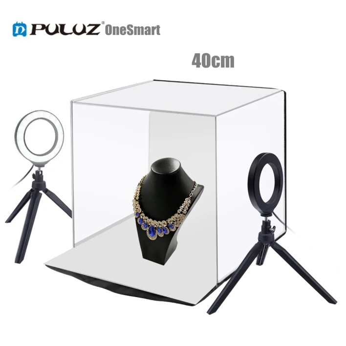 

Wholesale PULUZ 40cm foto studio jewelry Portable Folding Photo Shooting Tent photograph fotografia Softbox with 5 Backdrops