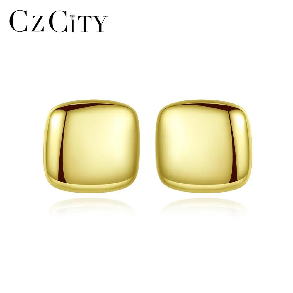 

CZCITY Fashionable Stud Earings for Women 2021 Big Square Fashion 925 Silver Women Earings