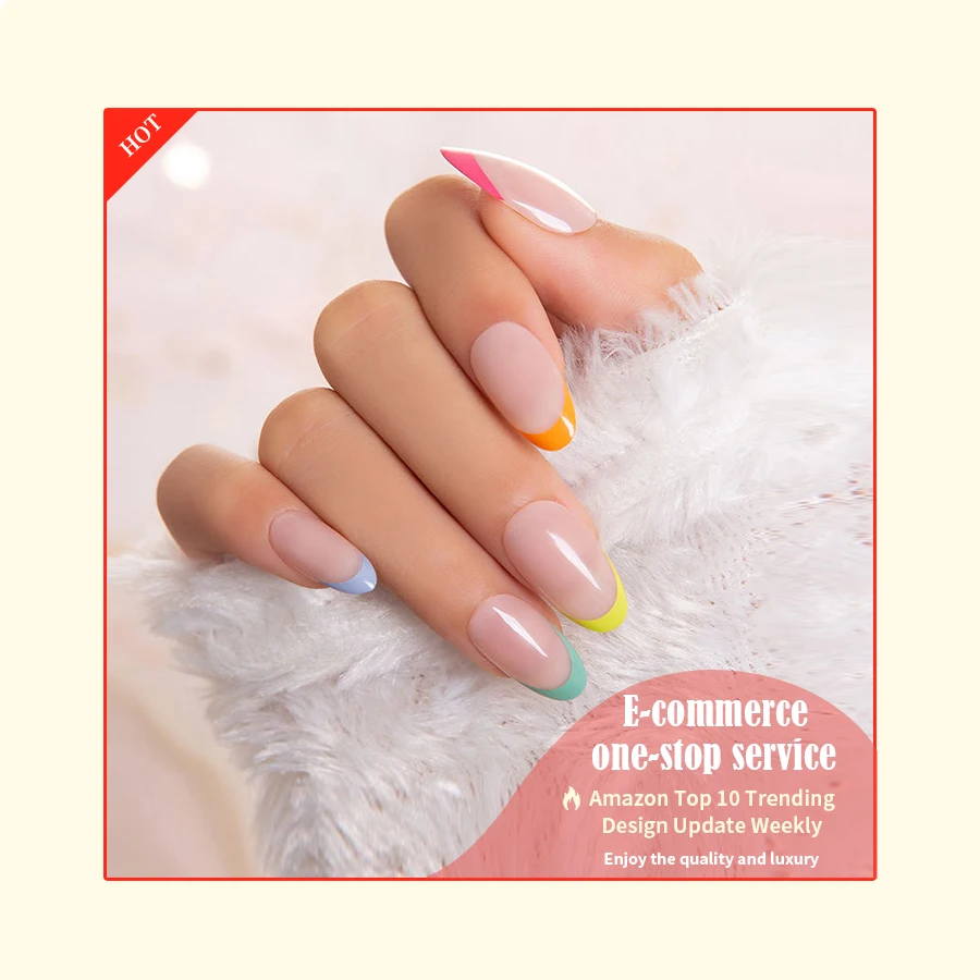 

Customized OEM factory colorful nails tips salon suppliers Wholesale price with free samples oval False Nails