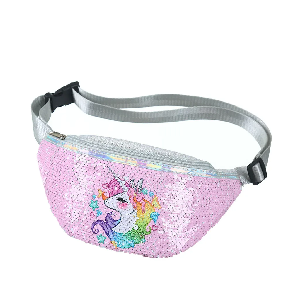 

JANHE Little Girl Reversible Sequin Kangaroo Belt Begs Tas Cartoon Unicorn Toddler Purse Kids Bum Waist Bag Unicorn Fanny Pack, Colour