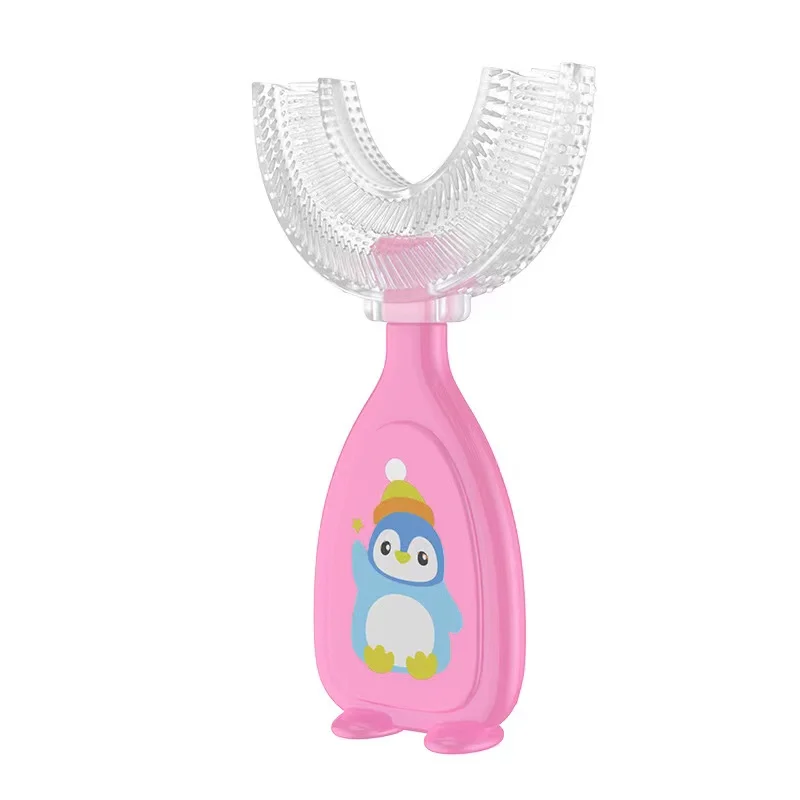 

U-Shaped Toothbrush Food Grade Silicone Brush Head with Soft Bristles 360 Oral Teeth Cleaning Design for Toddlers and Children