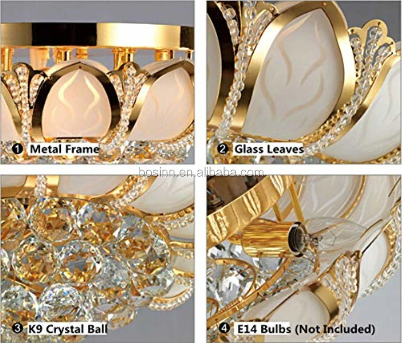 Lámpara Colgante De Cristal Redondo Dorado,Candelabros Decorativos Para