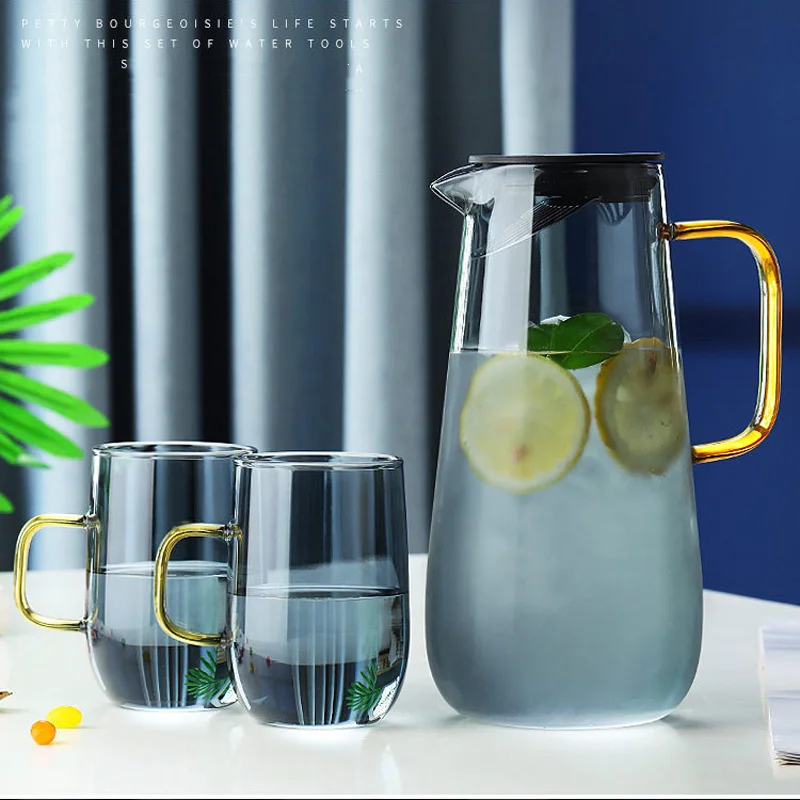 

Wholesale bulk custom logo houseware drinkware glass pitcher cold water jug with cups