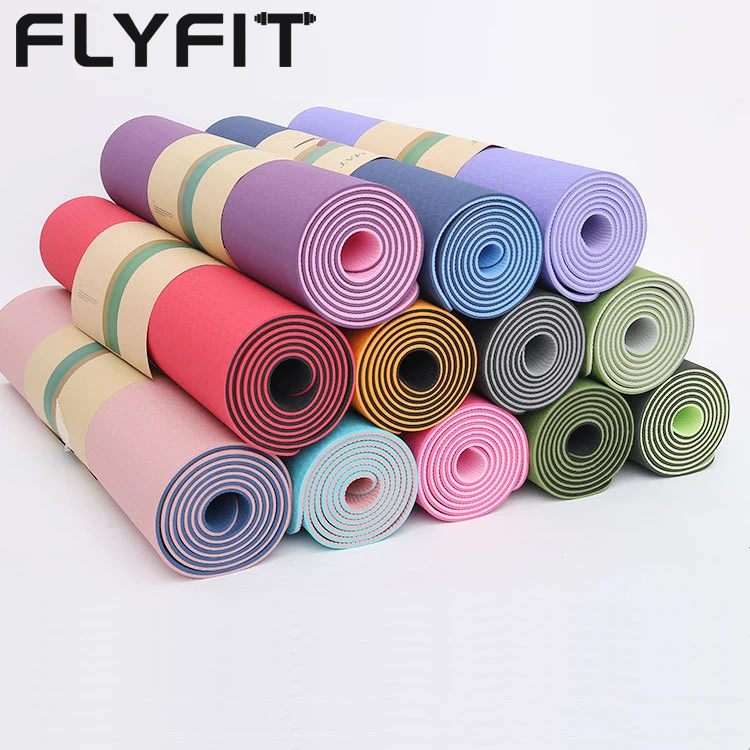 

FLYFIT Wholesale Home Gym Fitness Equipment Extra Thick Durable Comfortable Eco Friendly TPE Yoga Mat, Customized color