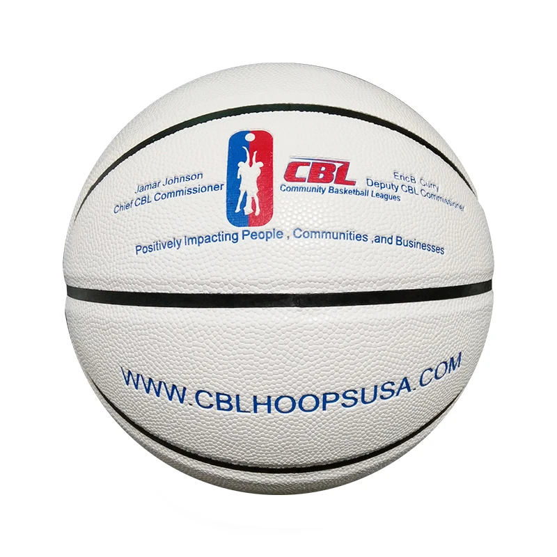Customized Basketball White Leather Black Channel Durable Butyl Bladder 620g Customized Size Customized Design Football Training