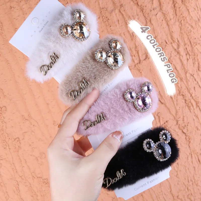 New crystal mink hair BB clip