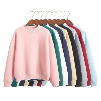 

Wholesale Cute Women Pullover Autumn Knit Sweatshirt Coat Winter Loose Fleece Thick Hoodies Sweater Female M-XXL 9 colors