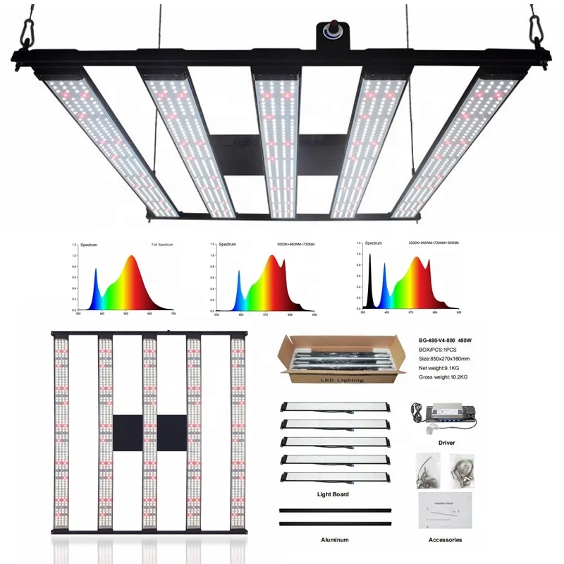 

Hydroponic Full Spectrum LED Grow Light 480W 600W 720W IP65 Waterproof Plant Growing Lights For Vertical Farming