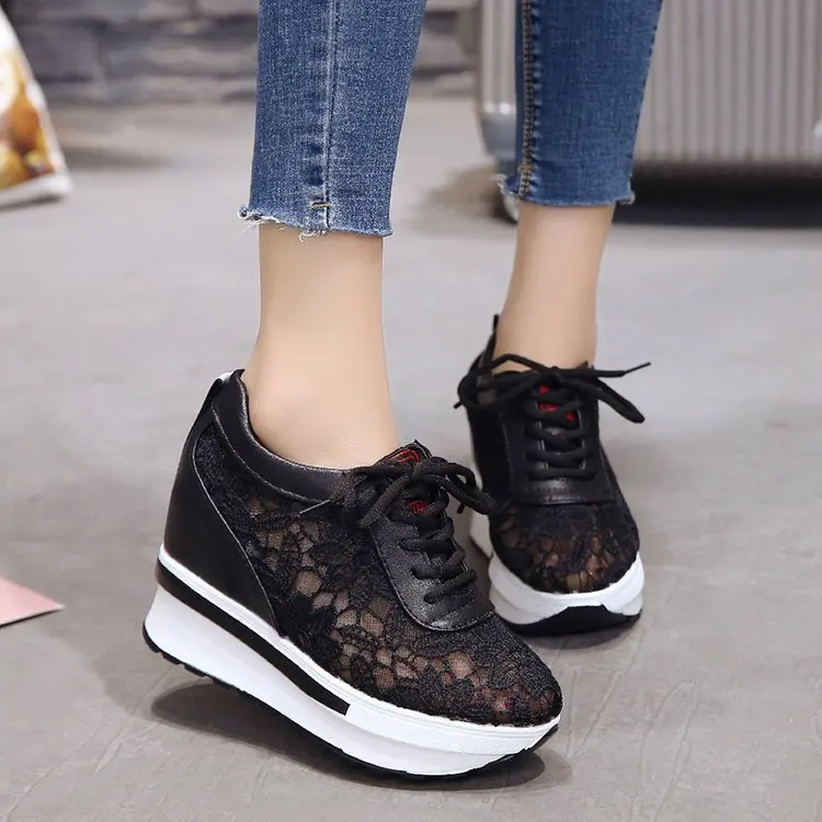 

sh11546a Lady fashionable summer school shoes black footwear breathable women wedge heels shoes 2021