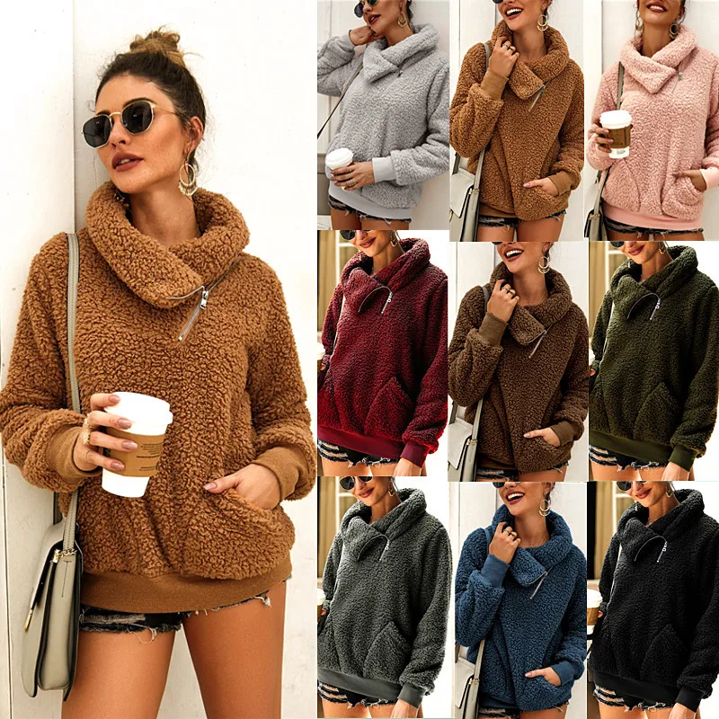 

F20562A 2021 hot sale Autumn and winter high collar pure color thick women coat long sleeve jacket for women, Khaki, pink, black, army green, burgundy, light gray, dark gray,