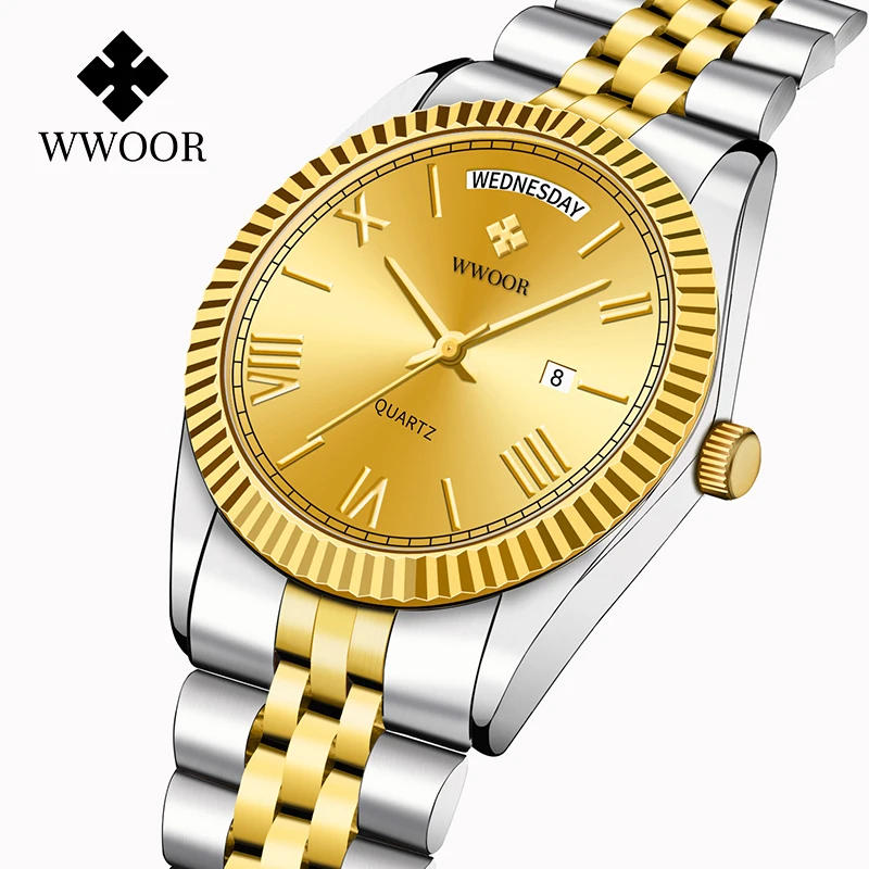 

New Arrival WWOOR 8886 Luxury Mens Watch Classics Calendar Waterproof Stainless Steel Strap Wristwatch Custom Logo Quartz Watch