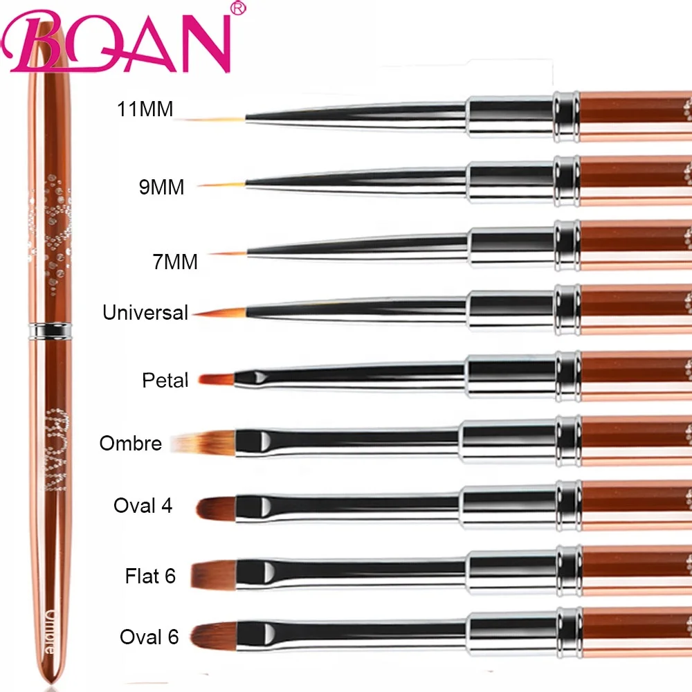 

BQAN Salon Quality Hair Rose Gold Nail Art Brush Gel Set For Manicure Painting