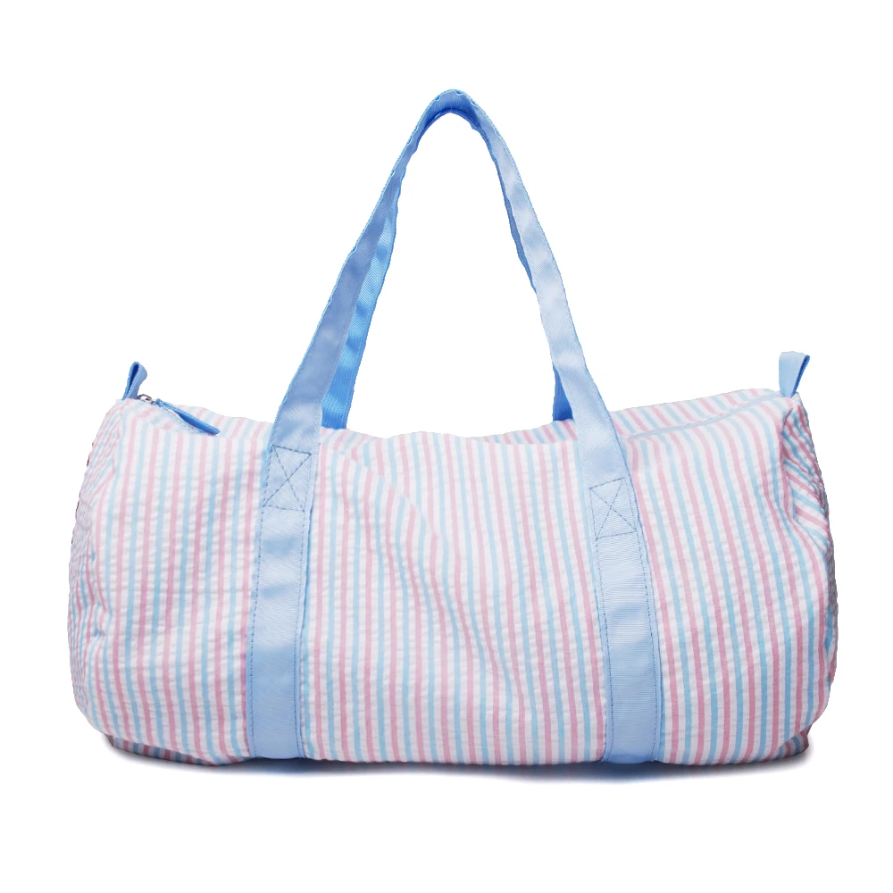 

Kids Travel Overnight Bag Seersucker Carry On Lightweight Weekender Duffel Bag for Boys and Girls DOMIL1061494, Aqua navy pink