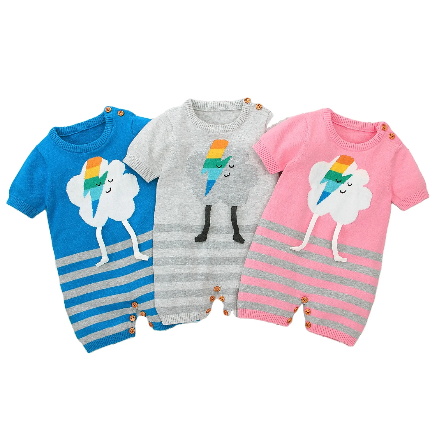 

Wholesale Cheap Summer Pajama Baby Short Sleeve Newborn Baby Jumpsuit Knit Cotton Baby Rompers