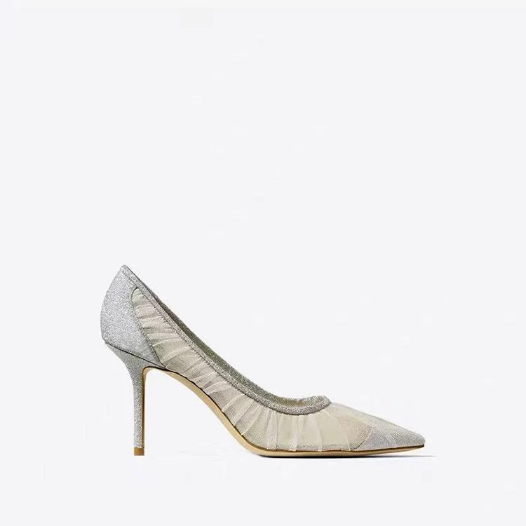 

Woman Pumps Point Toe High Heel Mesh Fashion beautiful Heel Sandal Shoes