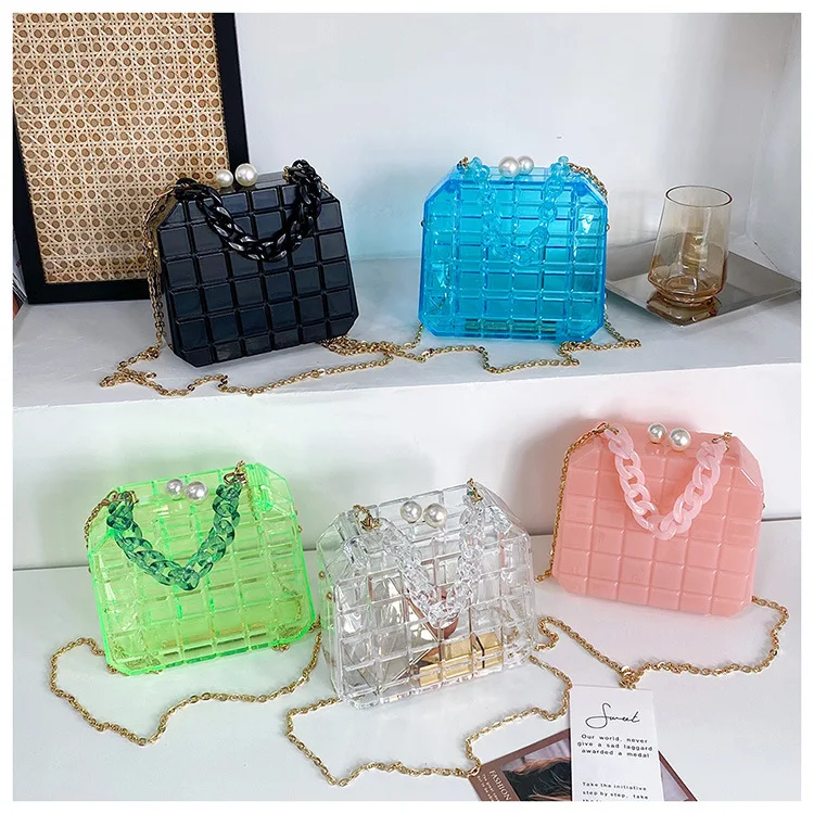 

Wholesale Fashion Acrylic Transparent Box Bags PVC Bags Women Handbags Clear Jelly Purses Ladies Purses