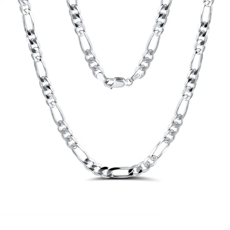 

HOT NEW Wholesale 3.3mm/4mm/5mm/6.5mm 925 Sterling Silver Figaro Chain Necklace Woman Man Diamond Cut Link Chain Figaro Necklace