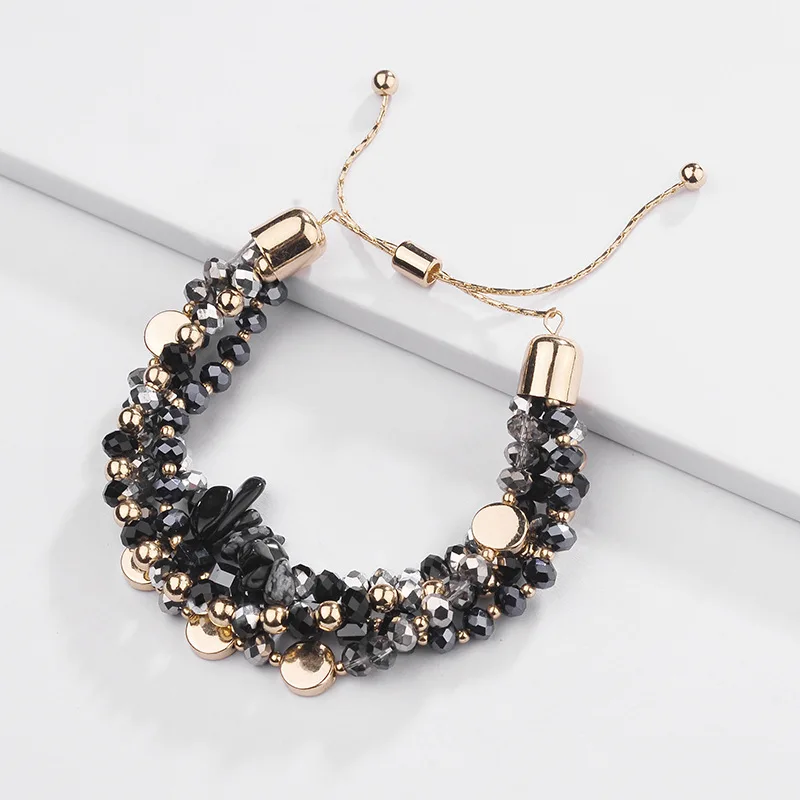 

New Arrivals Hot Selling Designs Good Quality Crystal Glass Beads Alloy Stone Adjustable Temperamental Bracelet String Wholesale