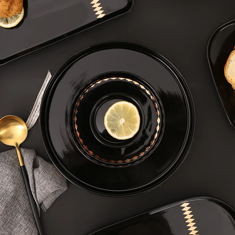 Wholesale Nordic modern design custom black royal ceramic dinnerware.jpg