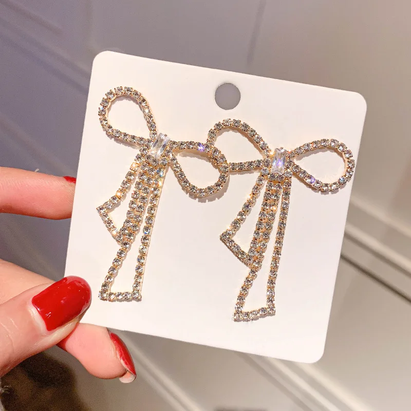 

2020 exaggerated long zirconia earrings bow
