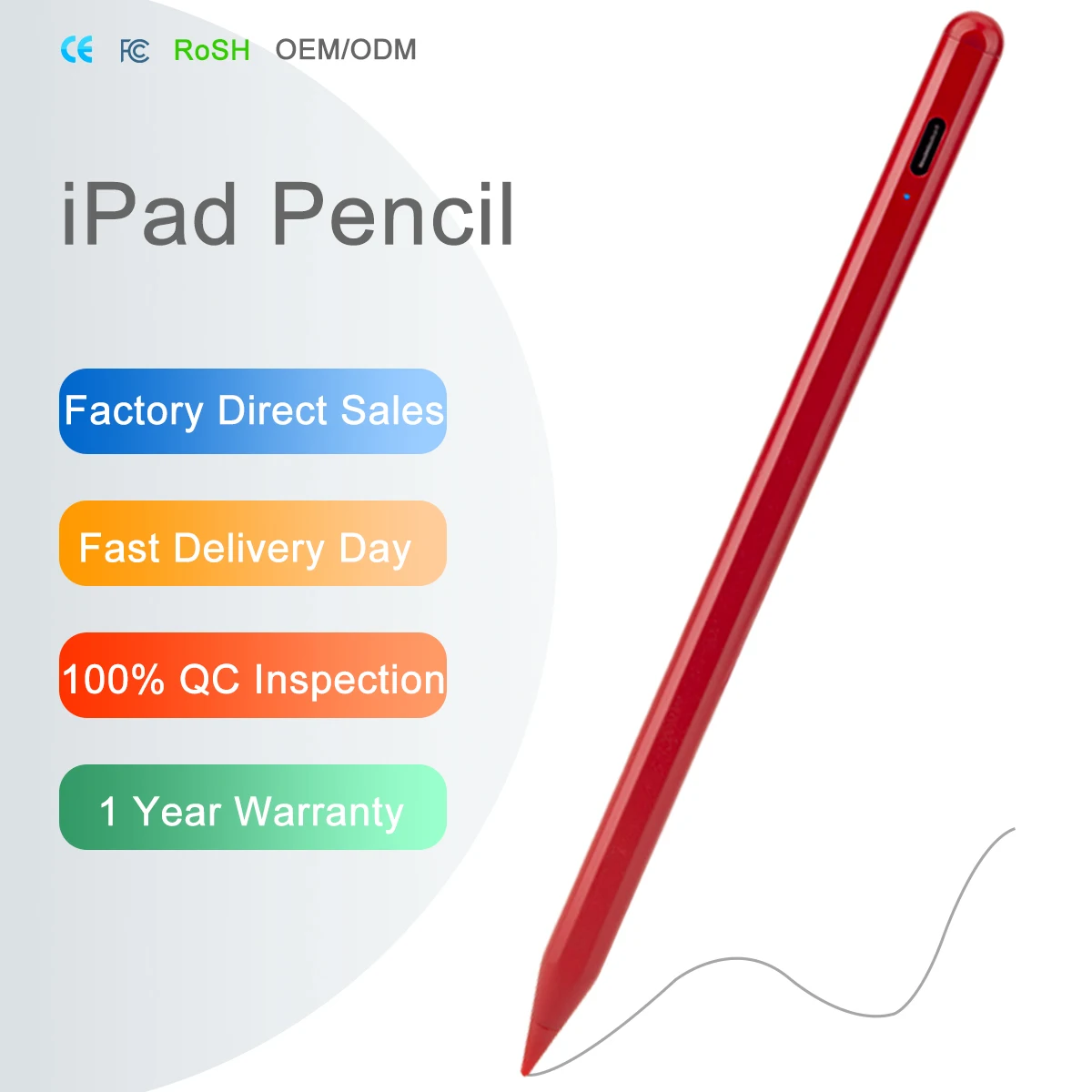 

Wholesale Custom Tablet Dedicated Active Capacitive Pencil With Magnetic Tilt Function Touch Screen Stylus Pencil For Ipad