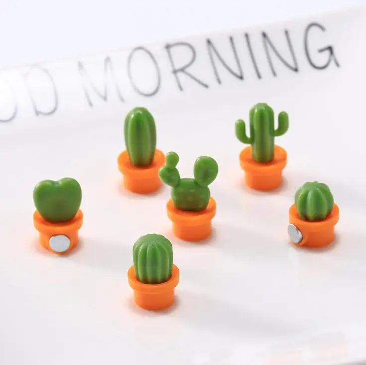 

6pcs/set Cactus Fridge Sticker Cute Mini Succulent Plant Magnets Fridge Sticker Message Picture Home Tools, 2 color