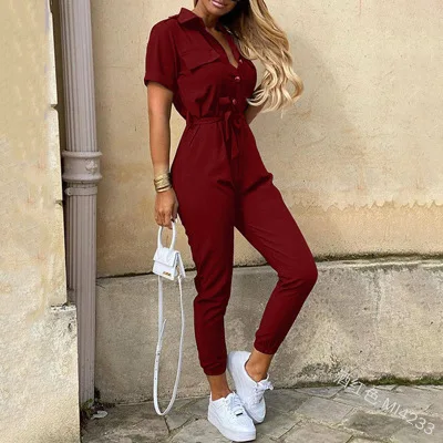 

European and American summer women's new tooling jumpsuits women's casual jumpsuits